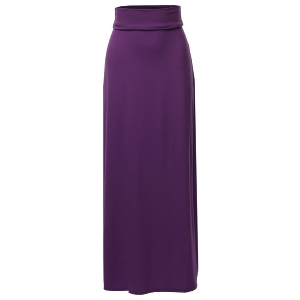 A2Y Womens Basic Foldable High Waist Floor Length Maxi Skirts A2Y Womens Basic Foldable High Waist Floor Length Maxi Skirts